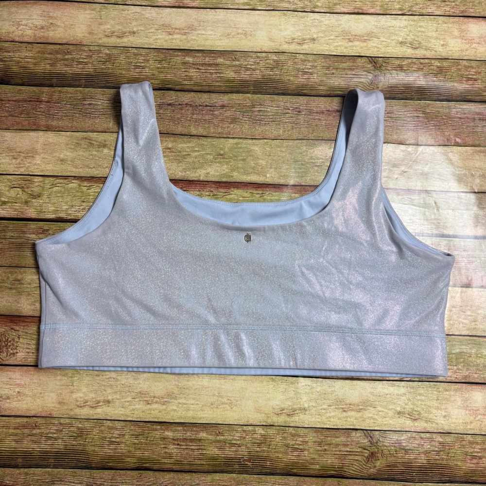 Fabletics Light Blue Iridescent Shimmer Sports Bra Plus Size XXL 1X